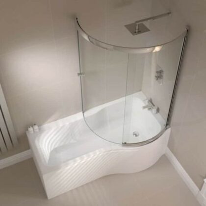 Titan Orbital 1500mm P Shape Shower Bath Left-Right Hand-Enclosure