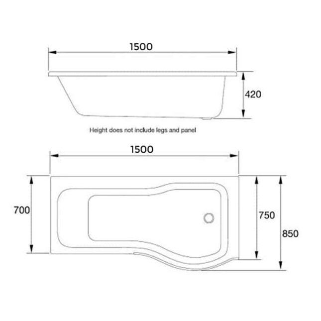 Titan Orbital 1500mm P Shape Shower Bath Left-Right Hand-Enclosure - Image 4