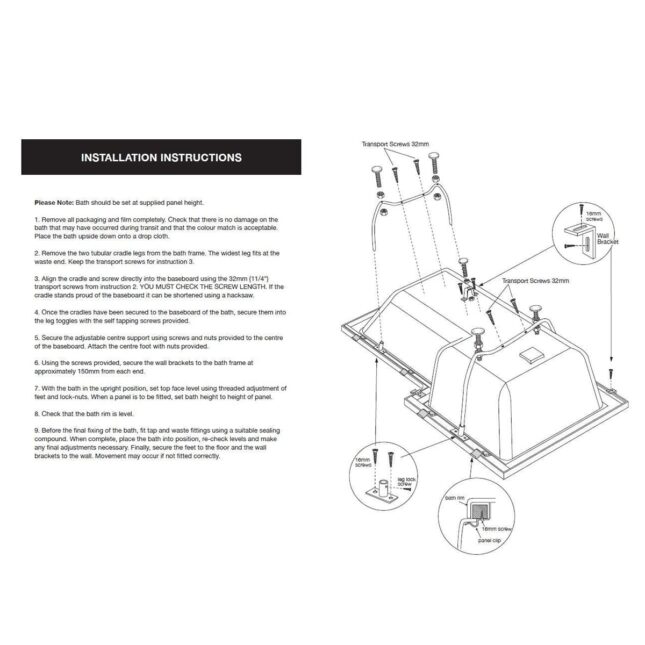 Titan Orbital 1500mm P Shape Shower Bath Left-Right Hand-Enclosure - Image 6