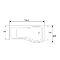 Titan Orbital 1500mm P Shape Shower Bath Left-Right Hand-Enclosure - Image 2