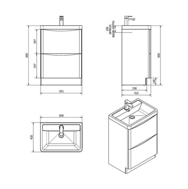 Alto Matt Grey Floorstanding Furniture Pack - Image 8