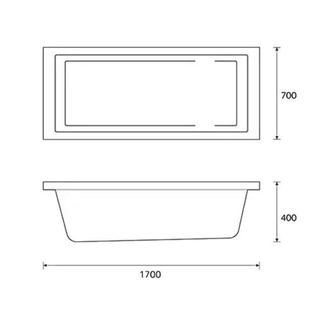 Navarre Square 1700 x 700mm Single Ended Acrylic Bath with Leg Kit – 0 Tap Hole | Optional Front & End Panels Available - Image 3