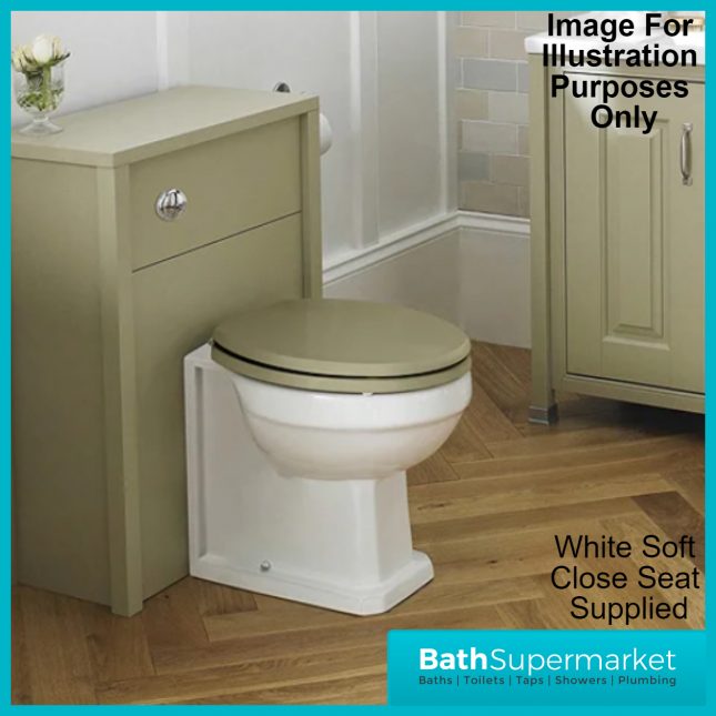 Carlton White Traditional Back To Wall Toilet Pan With Soft Close Seat - Image 5