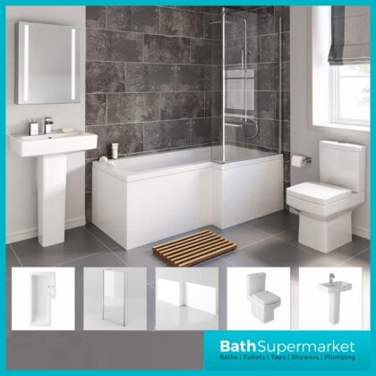 Cube Modern L Shaped Shower Bathroom Suite