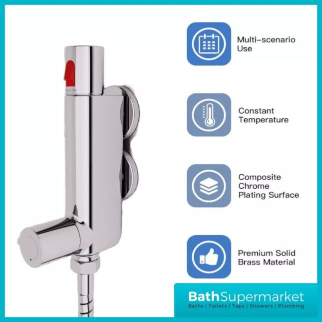 Compact Chrome Vertical Thermostatic Caravan Shower Mini Bar Valve