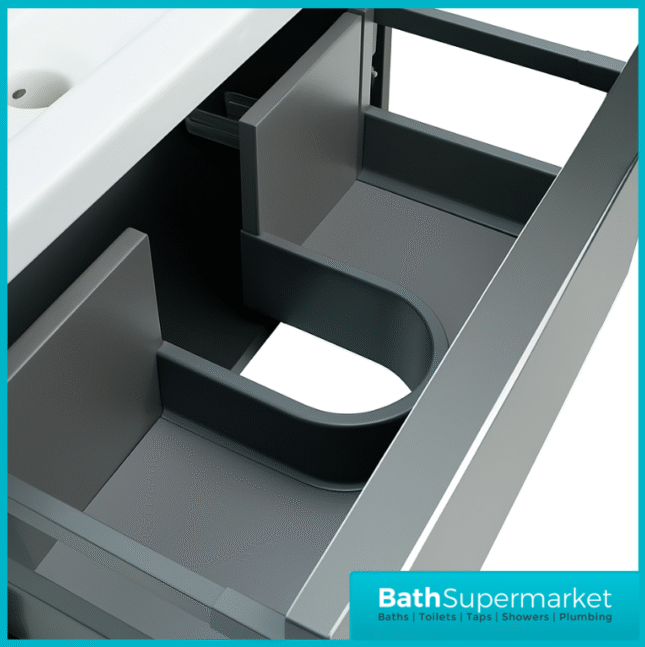 Kore Mono Wall Mounted Black Handle Vanity Unit & Basin 600mm