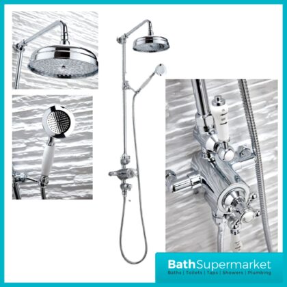 Sognare Westminster Thermostatic Shower with Diverter, Rigid Riser & Fixed Head