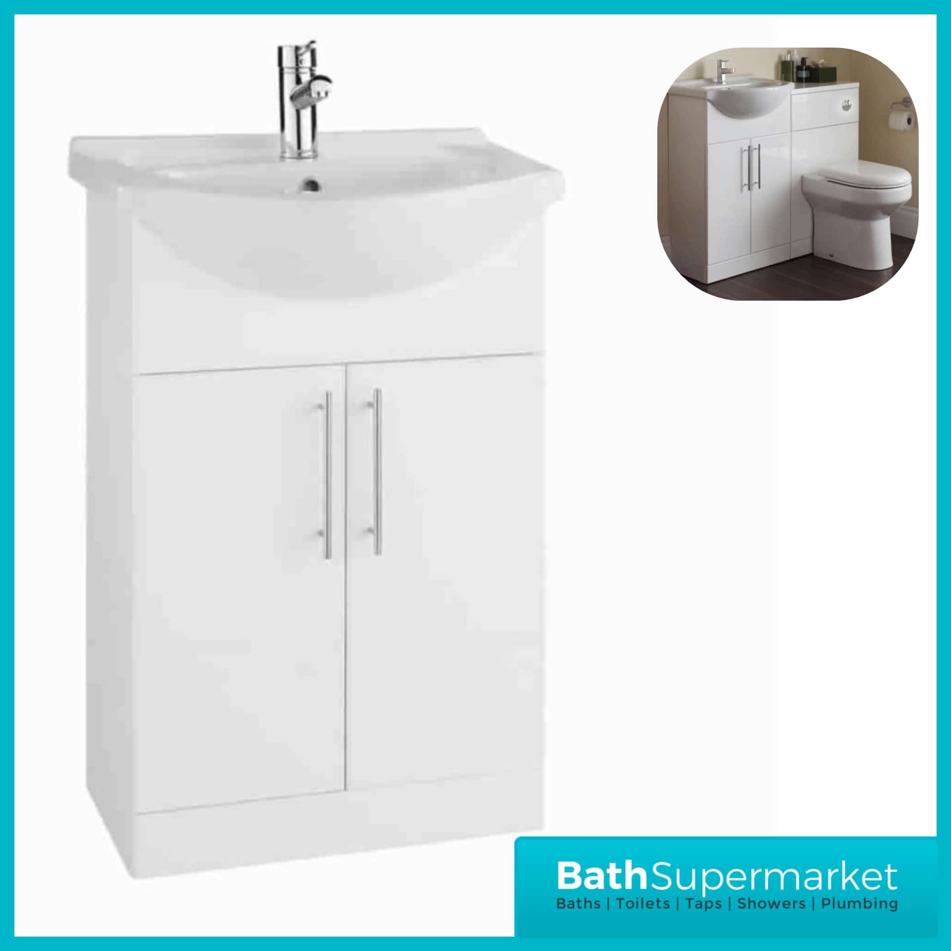 Impakt White Floor Standing Vanity Unit & Basin 550mm