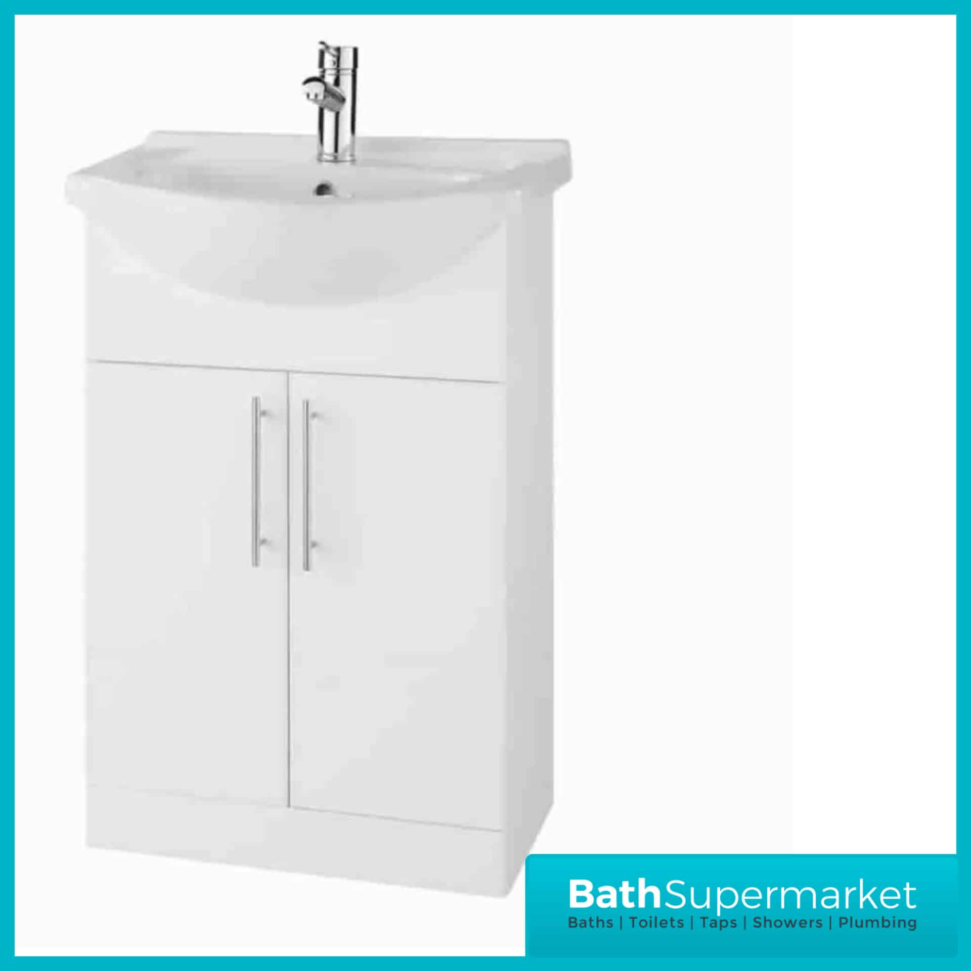 Impakt White Floor Standing Vanity Unit & Basin 550mm