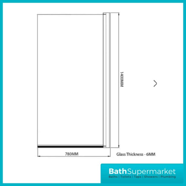 6mm Square Edge Single Bath Screen