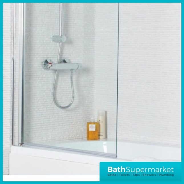 6mm Chrome Square Edge Single Bath Screen 1400mm x 780mm - Image 5
