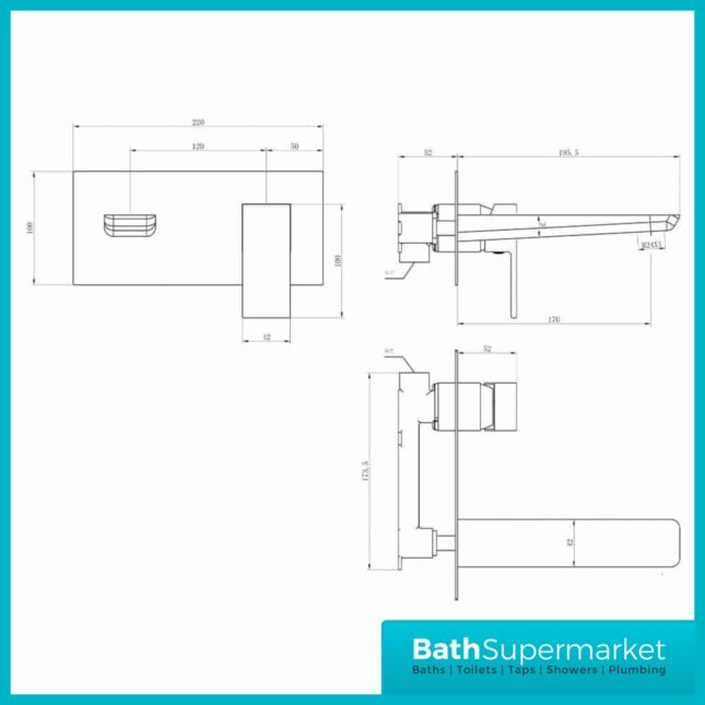 Mode Mono Wall Mounted Basin Mixer Tap Black248