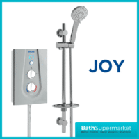 Joy Metallic Silver Thermostatic Digital Display Electric Shower & Riser Kit-8.5kw-9.5kw Power