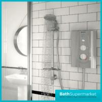 Joy Metallic Silver Thermostatic Digital Display Electric Shower & Riser Kit-8.5kw-9.5kw Power