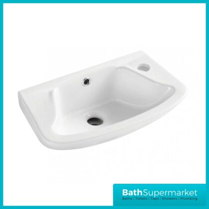 Kartell Proton White Wall Hung Cloakroom 1 Tap Hole Basin 360mm Wide