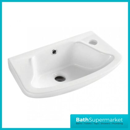 Kartell Proton White Wall Hung Cloakroom 1 Tap Hole Basin 460mm Wide