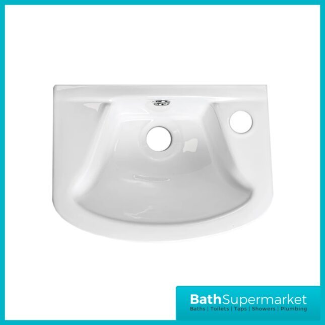 Kartell Proton White Wall Hung Cloakroom 1 Tap Hole Basin 360mm Wide