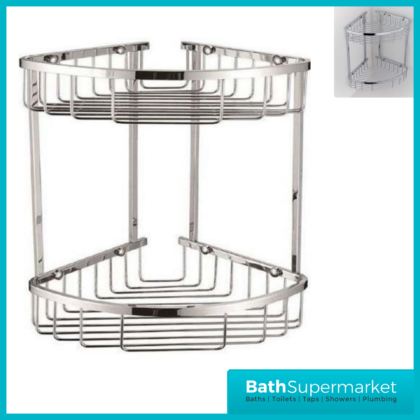 Bedgebury Deep Two Tier Double Corner Basket – Chrome WB26