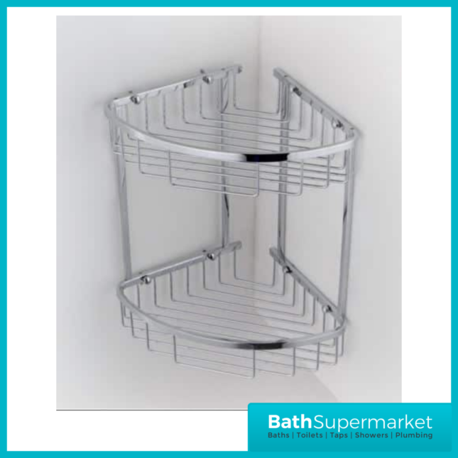 Bedgebury Deep Two Tier Double Corner Basket – Chrome WB26