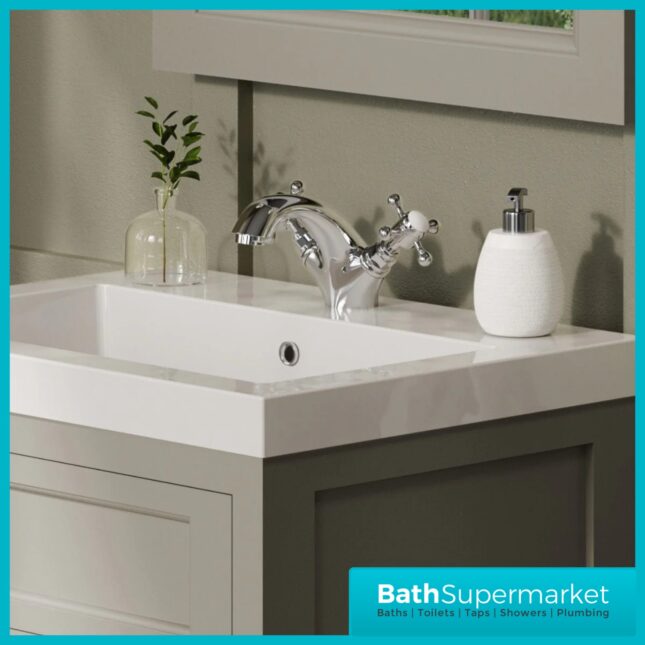 Russeldene & Marie Traditional Chrome Mono Basin Mixer Tap With Push Waste