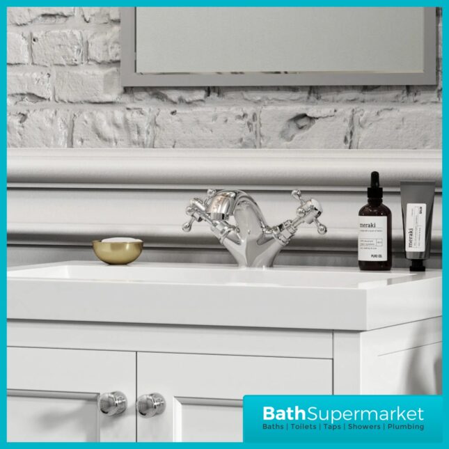 Russeldene & Marie Traditional Chrome Mono Basin Mixer Tap With Push Waste