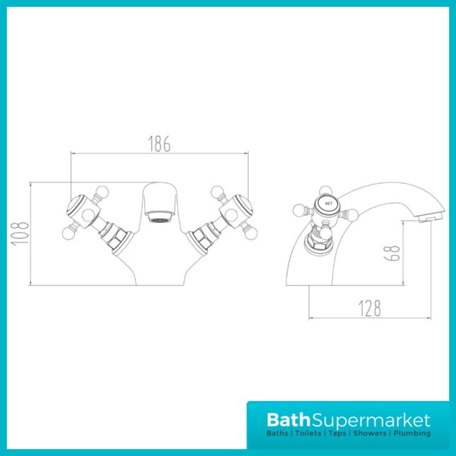Russeldene & Marie Traditional Chrome Mono Basin Mixer Tap With Push Waste