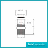 Black Square Domed Cover Slotted Sprung Basin Waste