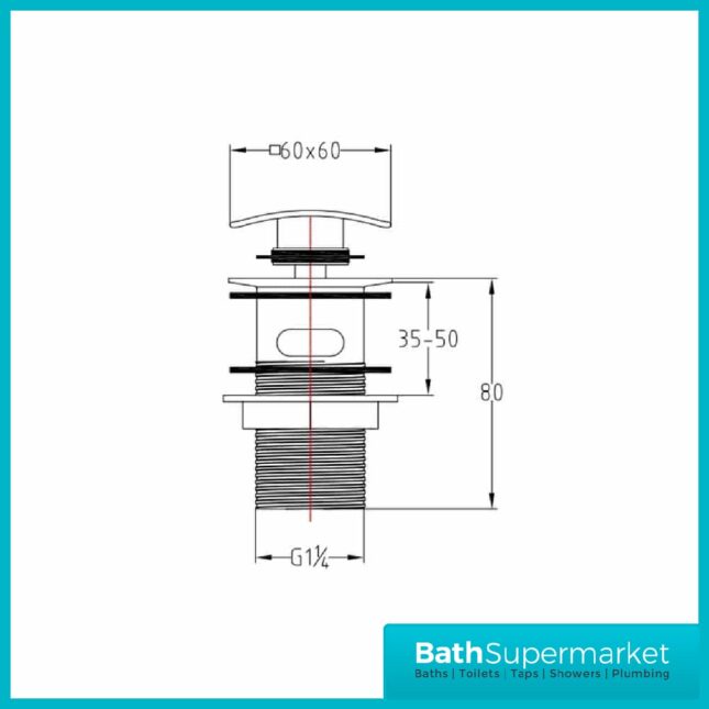 Black Square Domed Cover Slotted Sprung Basin Waste
