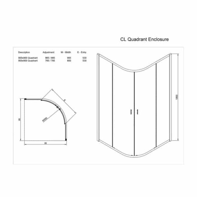 Trade 900mm Quadrant Shower Enclosure - Image 2