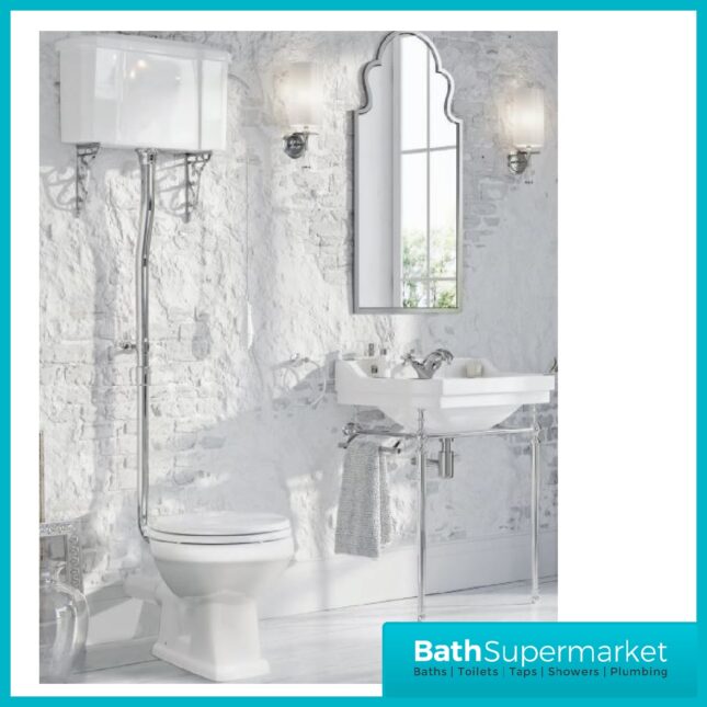 Chatsworth Traditional High Level WC Toilet & Soft Close White Seat - Image 2