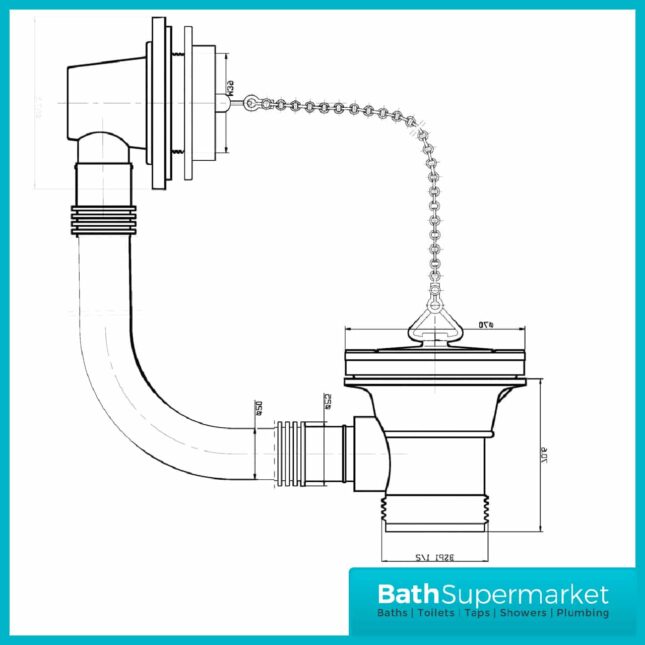 Chrome Bath Waste & Overflow w/ Plug & Ball Chain