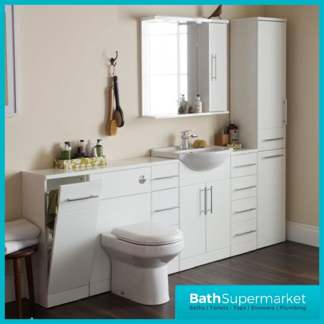 Impakt White Floor Standing Tall Boy Storage Unit -1900mm - Image 2