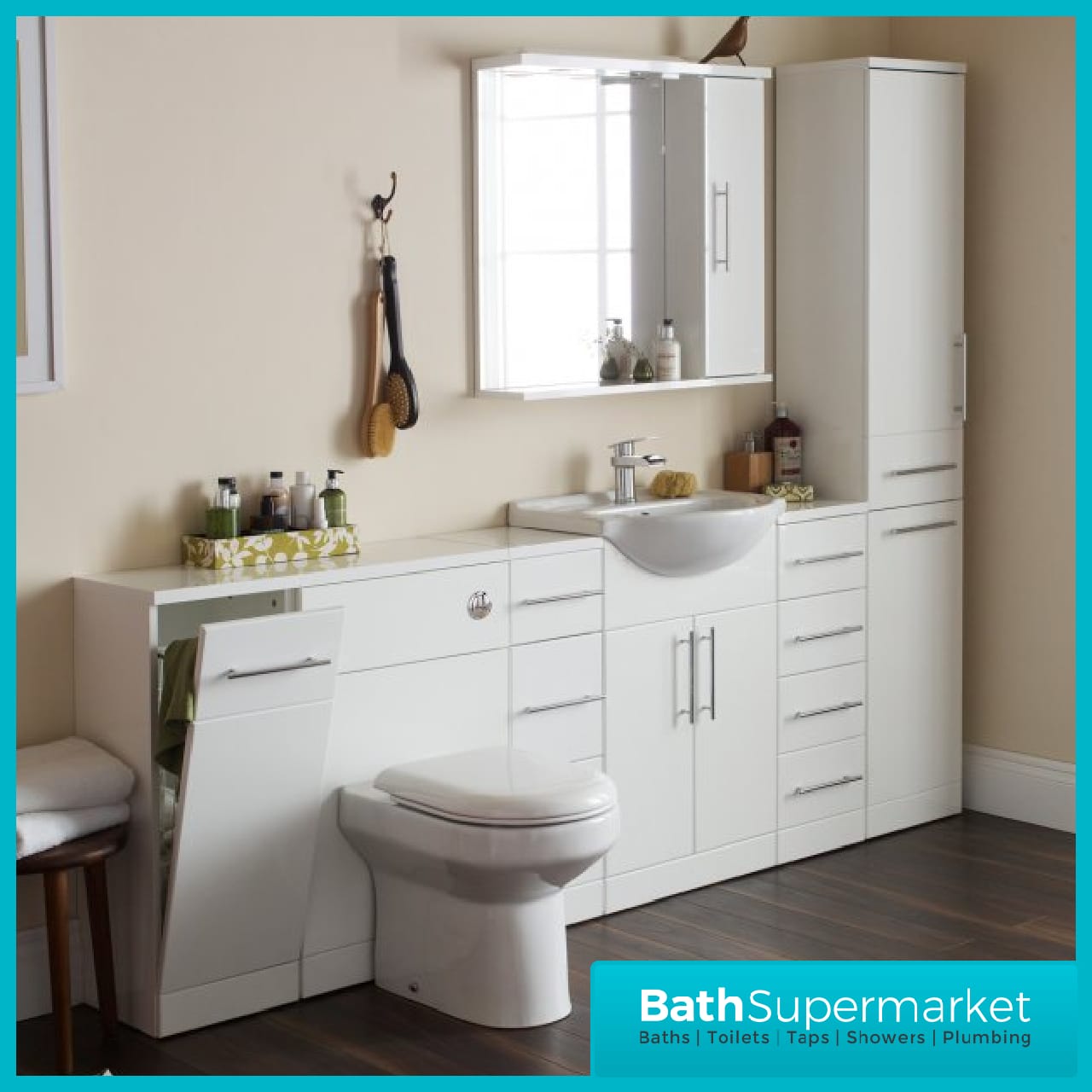 Impakt White Floor Standing Tall Boy Storage Unit -1900mm - Image 2