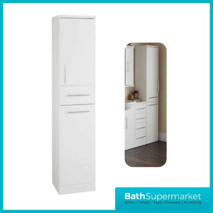 Impakt White Floor Standing Tall Boy Storage Unit -1900mm
