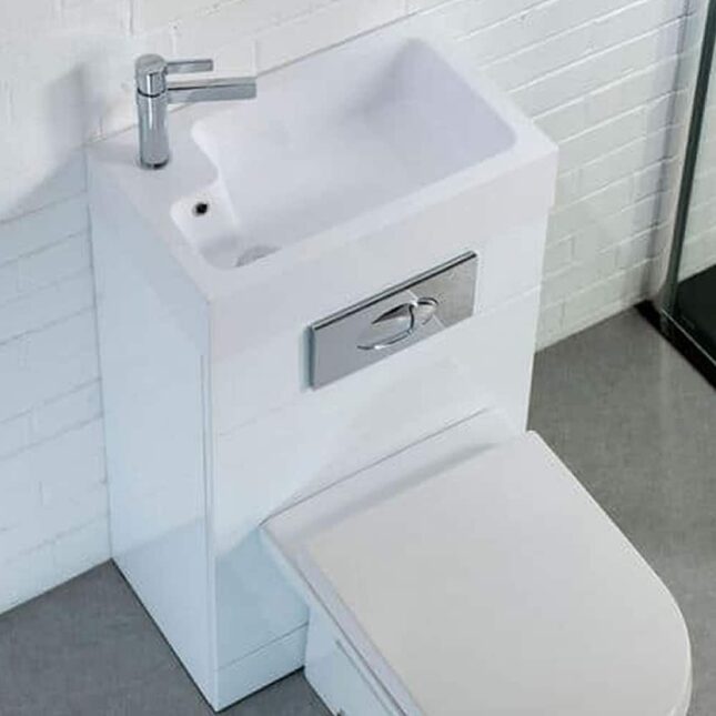 Cassellie Futura Gloss White Space Saving Toilet & WC Unit With Built In Sink 500mm - Image 3