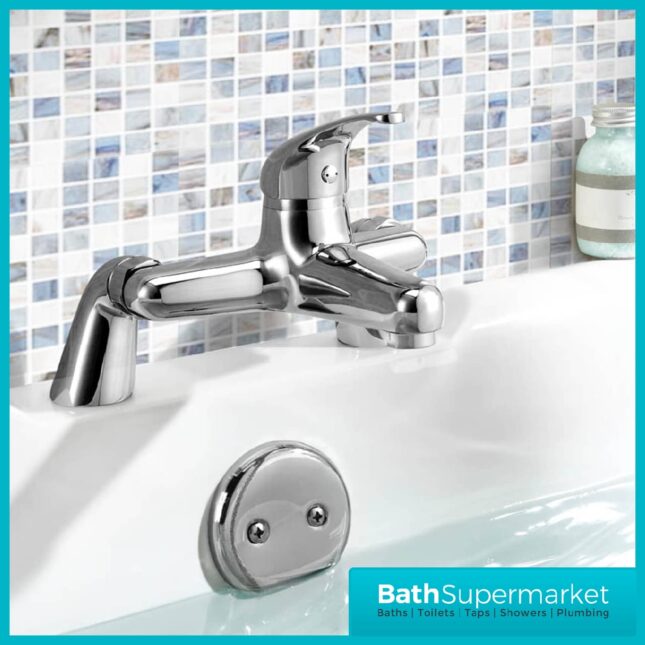 G4K Tidy Chrome Pillar Mounted Bath Filler Lever Handle Tap - Image 2