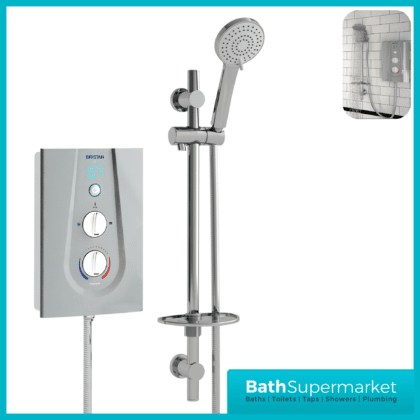 Joy Metallic Silver Thermostatic Electric Shower-8.5-9.5KW