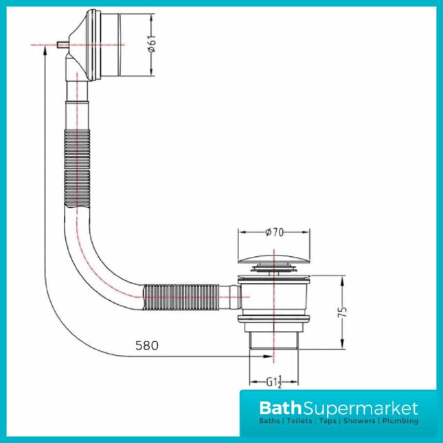 Mono Black Pop Up Bath Waste With Overflow
