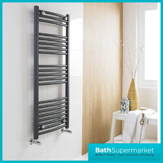 Nuie Anthracite Straight Ladder Towel Rail 500 Width x 1150mm Height - Image 2