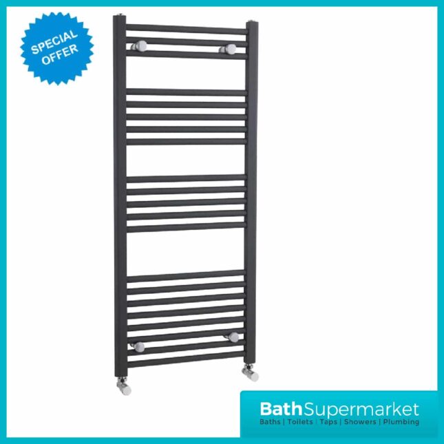 Nuie Anthracite Straight Ladder Towel Rail 500 Width x 1150mm Height