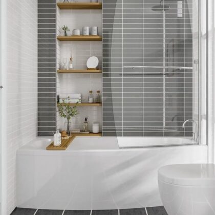 AquaVolere Sonny 1700mm x 740mm Space Saving Shower Bath-LH-RH