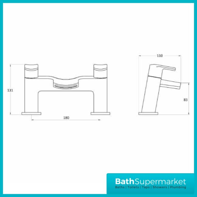 Leo Chrome Deck Mounted Bath Filler Tap