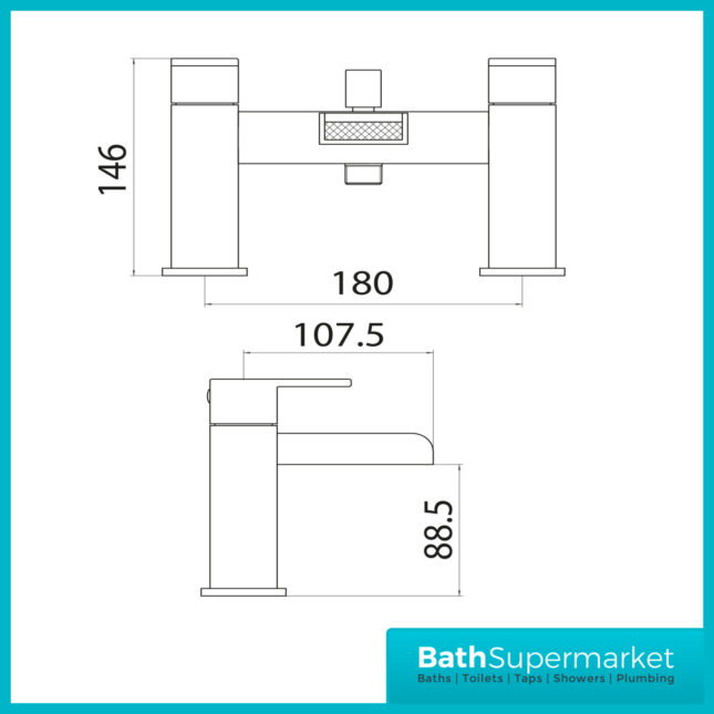 Victoria Chrome Bath Shower Mixer Tap With Shower Kit And Wall Bracket - Image 2