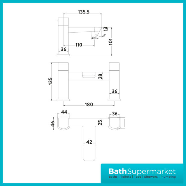 Mono Matt Black Bath Shower Mixer Tap