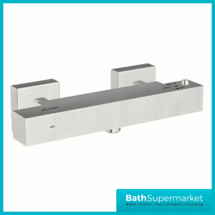 Square Thermostatic Bar Valve (Bottom Outlet) – Chrome