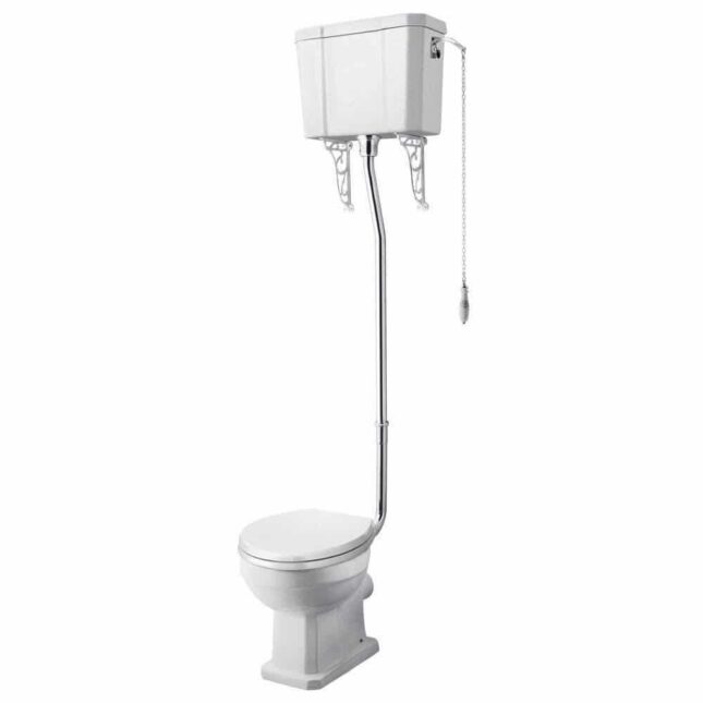 Chatsworth Traditional High Level WC Toilet & Soft Close White Seat - Image 4