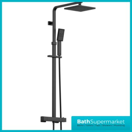 Sognare Neptune Square Black Thermostatic Shower and Riser Kit
