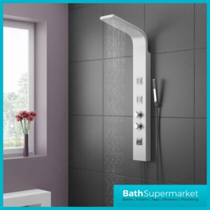 Cassellie Luna Tower Shower Panel (Thermostatic) – White-WSP002