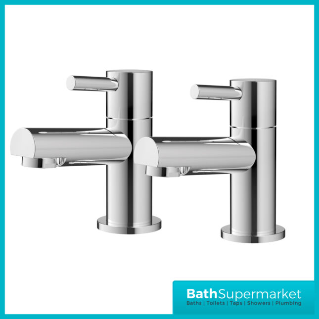 Sognare Premier Chrome Pair Deck Mounted Bath Pillar Taps
