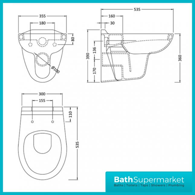 Melbourne Wall Hung Toilet + Soft Close Toilet Seat